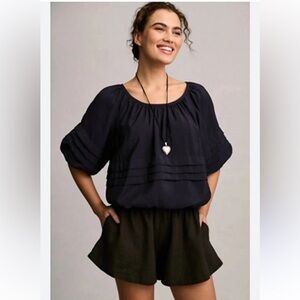 Anthropologie Maeve Short Sleeve Bubble Top